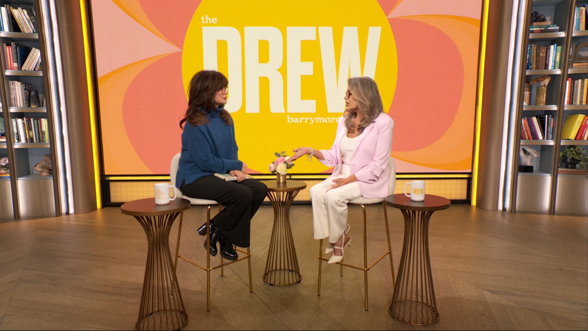 Susan Grau with Drew Barrymore on the set of The Drew Barrymore Show